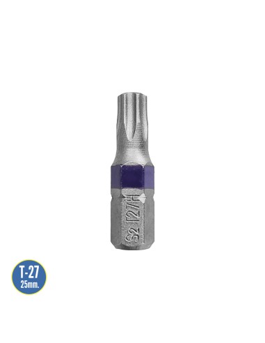 Puntas Destornillador Torx 27 Inviolable (2 Piezas). Acero S2 al Cromo Vanadio. Puntas Hexagonales, Destorpuntas,