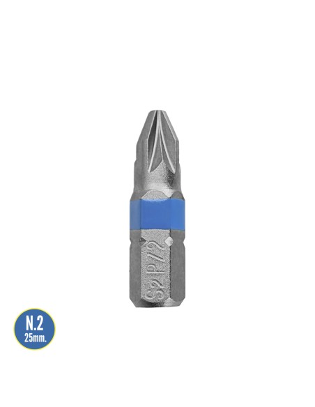 Puntas Destornillador Pozidriv Nº 2 (2 Piezas). Acero S2 al Cromo Vanadio. Puntas Hexagonales, Destorpuntas,