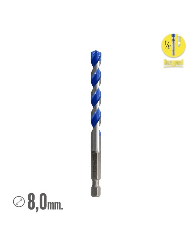 Broca Universal Hexagonal Ø 8,0 mm. (Blister 1 pieza)