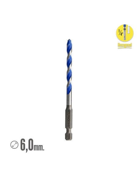 Broca Universal Hexagonal Ø 6,0 mm. (Blister 1 pieza)