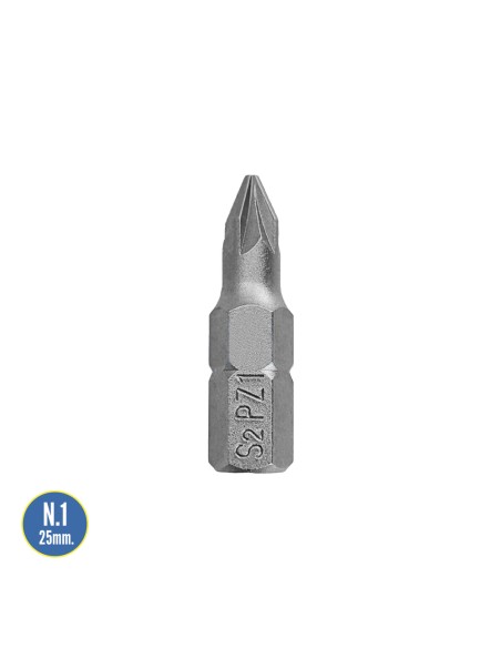 Puntas Destornillador Pozidriv Nº 1 (50 Piezas). Acero S2 al Cromo Vanadio. Puntas Hexagonales, Destorpuntas,