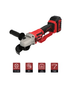 Amoladora A Bateria 20 Volt. Con Bateria 4.0 Ah. Ø 115 mm. 7.000 R.P.M. Mango 3 Posiciones Eje M14 Protector Disco Ajustable 2