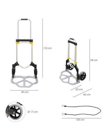 Carretilla Plegable Aluminio Portatil 80 kg.