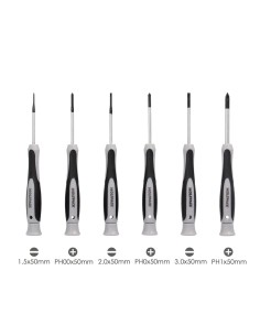 Juego Destornilladores de Precision Plus 6 Piezas, Puntas Imantadas, Acero al Cromo Vanadio, Cabezal Giratorio 2