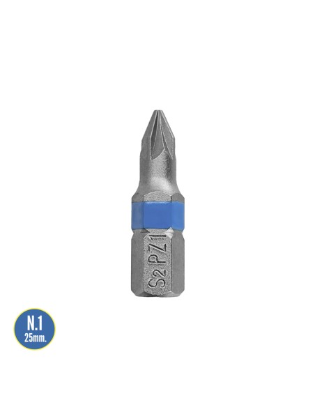 Puntas Destornillador Pozidriv Nº 1 (2 Piezas). Acero S2 al Cromo Vanadio. Puntas Hexagonales, Destorpuntas,