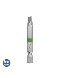 Puntas Destornillador Largo Plano 6 mm. (2 Piezas). Acero S2 al Cromo Vanadio. Puntas Hexagonales, Destorpuntas, 2