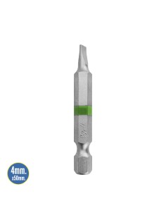 Puntas Destornillador Largo Plano 4 mm. (2 Piezas). Acero S2 al Cromo Vanadio. Puntas Hexagonales, Destorpuntas, 2