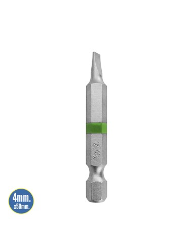 Puntas Destornillador Largo Plano 4 mm. (2 Piezas). Acero S2 al Cromo Vanadio. Puntas Hexagonales, Destorpuntas,