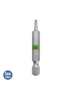 Puntas Destornillador Largo Plano 3 mm. (2 Piezas). Acero S2 al Cromo Vanadio. Puntas Hexagonales, Destorpuntas, 2