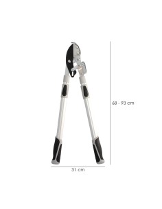 Tijeras Podar 2 Manos Yunque. Telescopica de 68 a 95 cm. Mango Aluminio Multiplicador Fuerza, Corte Ø 35 mm. Empuñadura TPR 2