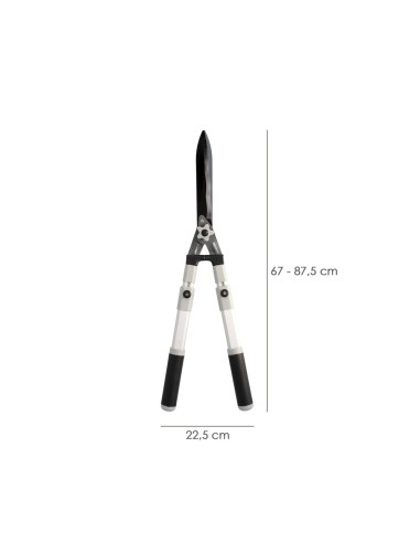 Tijera Podar Setos 2 Manos Aluminio Telescopicas, Hojas Acero Antiadherente, Mango TPR, Ajuste Corte,