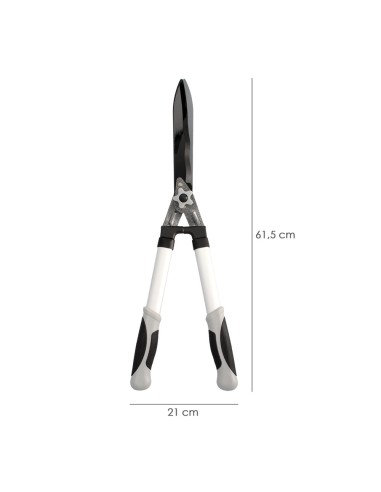 Tijera Podar Setos 2 Manos Aluminio 63 cm. Hojas Acero Antiadherente, Mango TPR, Ajuste Corte