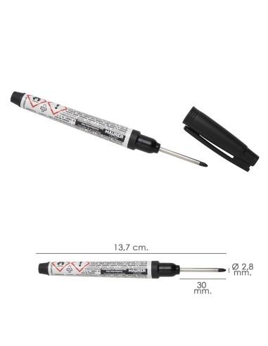 Rotulador Marcador Punta Larga Negro, Marcador Agujeros Profundos, Marcador Zonas Dificil Acceso, Trazador, Rotulador Obras,