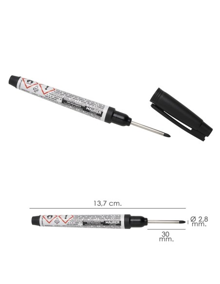 Rotulador Marcador Punta Larga Negro, Marcador Agujeros Profundos, Marcador Zonas Dificil Acceso, Trazador, Rotulador Obras,