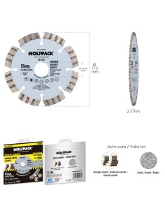 Disco Diamante Hormigon Armado / Granito Ø 115 mm. Segmento Diamantado 10 mm. 2