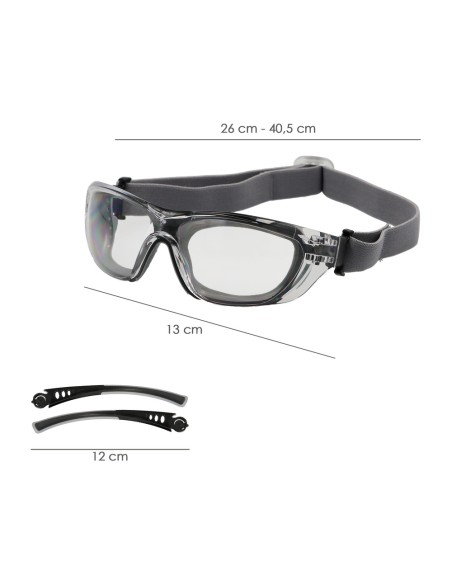 Gafas de Seguridad Acolchadas Cristales Transparentes Con Patillas o Goma Elastica. Patillas Engomadas EN/166