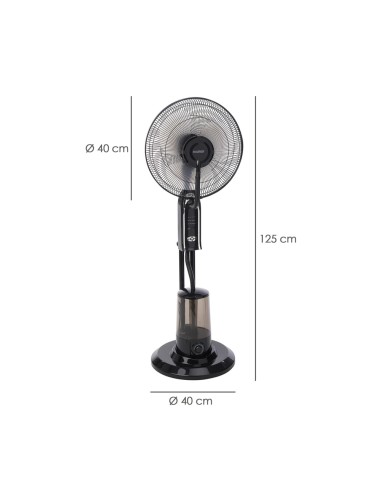 Ventilador Nebulizador, 3 Aspas de Gran Tamaño Ø 40 cm. Motor Cobre 75 Watt. Temporizador, Mando a Distancia Ventilador Con Agua