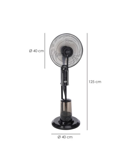 Ventilador Nebulizador, 3 Aspas de Gran Tamaño Ø 40 cm. Motor Cobre 75 Watt. Temporizador, Mando a Distancia Ventilador Con Agua