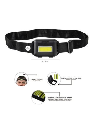 Linterna Led Frontal Cabeza Ajustable 120 Lumenes, 3 Modos, Cinta Ajustable, 3 Baterias AAA Incluidas