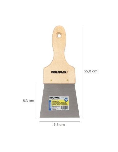Espatula Techos Mango Madera Hoja Acero 90 x 100 mm. Espatula Yeso, Espatula Pintor, Espatula Masillas, Espatula Pladur, etc.