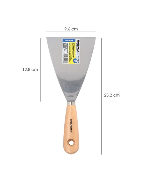 Espatula Mango Madera Hoja Acero 100 mm. Espatula Yeso, Espatula Pintor, Espatula Masillas, Espatula Pladur, etc.