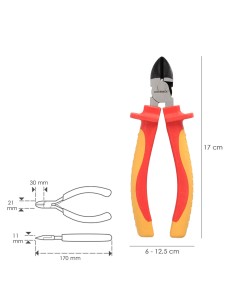 Alicates Corte Diagonal 150 mm. Mangos Aislados Acero Cromo Vanadio Pelacables, Corta Cables, Pelador Cables 2