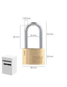 Candado Laton Arco Largo 50 mm. Arco Endurecido. Candado Maletas, Candado Taquillas, Candado Puertas 2