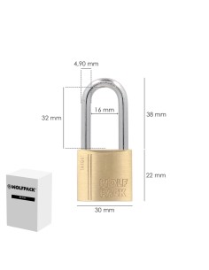 Candado Laton Arco Largo 60 mm. Arco Endurecido. Candado Maletas, Candado Taquillas, Candado Puertas 2