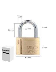 Candado Laton Arco Normal 60 mm. Serie Target. Arco Endurecido. Candado Maletas, Candado Taquillas, Candado Puertas 2