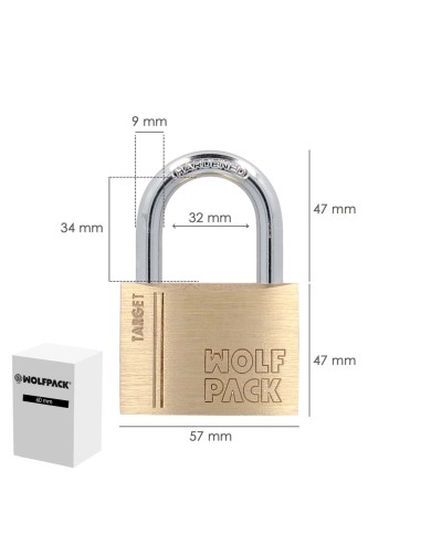 Candado Laton Arco Normal 60 mm. Serie Target. Arco Endurecido. Candado Maletas, Candado Taquillas, Candado Puertas