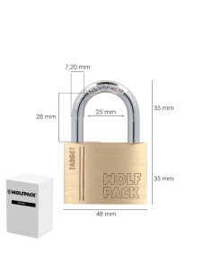 Candado Laton Arco Normal 50 mm. Serie Target. Arco Endurecido. Candado Maletas, Candado Taquillas, Candado Puertas 2