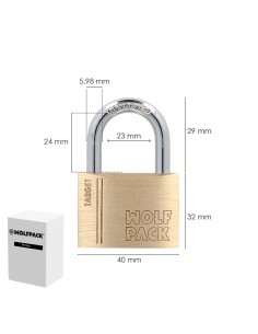 Candado Laton Arco Normal 40 mm. Serie Target. Arco Endurecido. Candado Maletas, Candado Taquillas, Candado Puertas 2