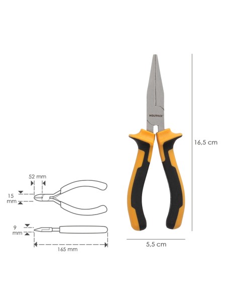 Alicates Boca Plana 150 mm. Acero DIN 5745 Alicates Punta Plana, Alicates Boca Plana Larga,