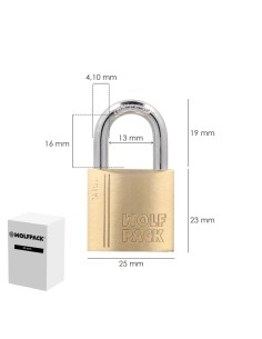 Candado Laton Arco Normal 25 mm. Serie Target. Arco Endurecido. Candado Maletas, Candado Taquillas, Candado Puertas 2