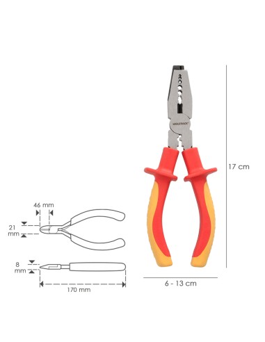 Alicates Pelacables Multifunción 150 mm. Mangos Aislados Acero Cromo Vanadio Pelacables, Corta Cables, Pelador Cables