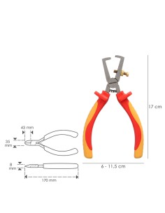 Alicates Pelacables 150 mm. Mangos Aislados Acero Cromo Vanadio Pelacables, Corta Cables, Pelador Cables 2