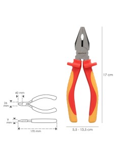 Alicates Universales 150 mm. Mangos Aislados Acero Cromo Vanadio Pelacables, Corta Cables, Pelador Cables 2