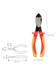 Alicates Corte Diagonal 180 mm. Mangos Aislados Acero Cromo Vanadio Pelacables, Corta Cables, Pelador Cables 2