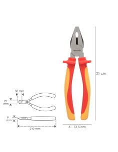 Alicates Universales 200 mm. Mangos Aislados Acero Cromo Vanadio Pelacables, Corta Cables, Pelador Cables 2