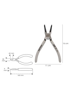 Alicates Arandelas Interiores Curvo 175 mm. Acero Din 5256. Anillos De Presion, Anillos De Retención, Arandelas Circlips 2