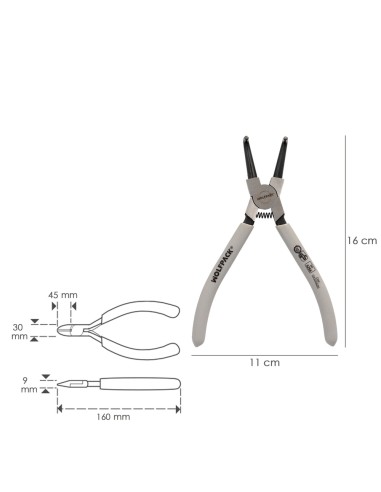 Alicates Arandelas Interiores Curvo 175 mm. Acero Din 5256. Anillos De Presion, Anillos De Retención, Arandelas Circlips