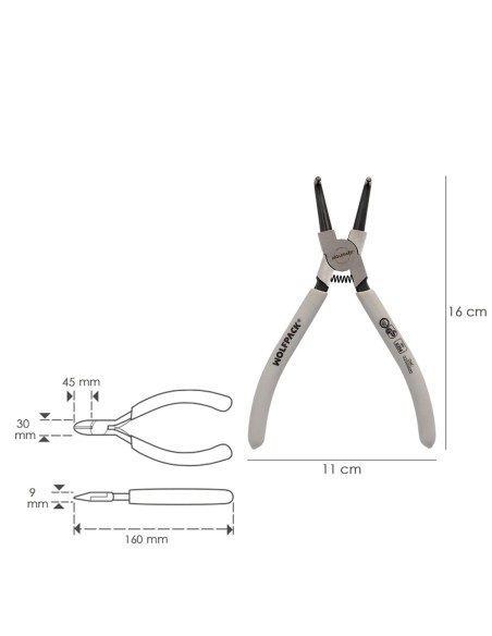 Alicates Arandelas Interiores Curvo 175 mm. Acero Din 5256. Anillos De Presion, Anillos De Retención, Arandelas Circlips