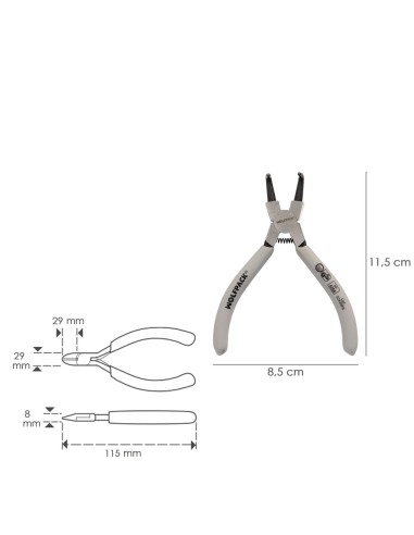 Alicates Arandelas Interiores Curvo 125 mm. Acero Din 5254. Anillos De Presion, Anillos De Retención, Arandelas Circlips