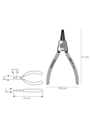 Alicates Arandelas Exteriores Curvo 175 mm. Acero Din 5254. Anillos De Presion, Anillos De Retención, Arandelas Circlips