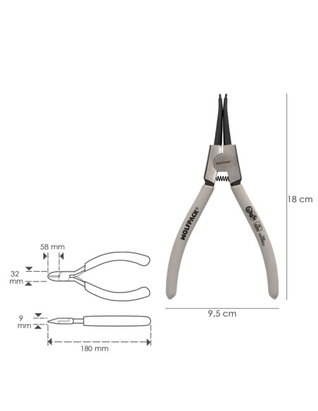 Alicates Arandelas Exteriores Recto 175mm. Acero Din 5254. Anillos De Presion, Anillos De Retención, Arandelas Circlips