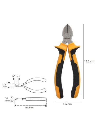 Alicates Corte Diagonal 175 mm. Acero DIN 5749 Pelacables, Corta Cables, Pelador Cables