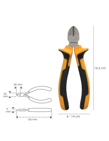 Alicates Corte Diagonal 150 mm. Acero DIN 5749 Pelacables, Corta Cables, Pelador Cables