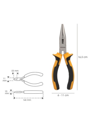 Alicates Boca Recta 150 mm. Acero DIN 5745 Alicates Punta Recta, Alicates Boca Recta Larga,
