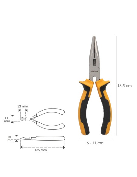 Alicates Boca Recta 150 mm. Acero DIN 5745 Alicates Punta Recta, Alicates Boca Recta Larga,