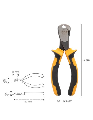 Alicates Corte Frontal 150 mm. Acero DIN 5745. Pelacables, Corta Cables, Pelador Cables,